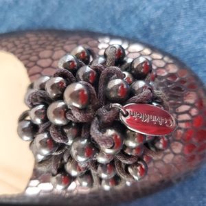 Calvin Klein flats, shiny, beaded toe, perfect for holidays, size ten, great con